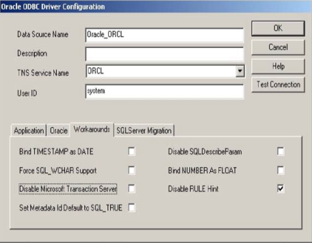 Oracle ODBC Dricer Workarounds